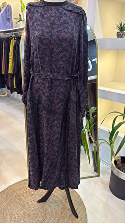 Misswhence Desenli Cupro Elbise 38829 Lİla