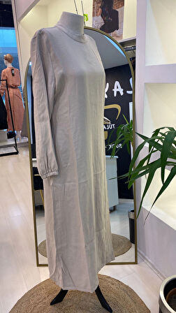 İNVEE MODAL ELBİSE KEMERLİ KREM 6958