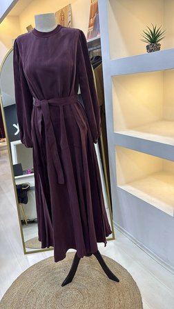 Misswhence 39842 Cupro Elbise bordo