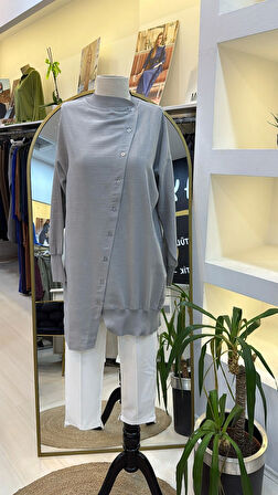 İnvee Asimetrik Kesim Tunik GRİ 6122