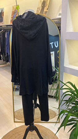 İnvee Dantel Detaylı Siyah Takım 6876