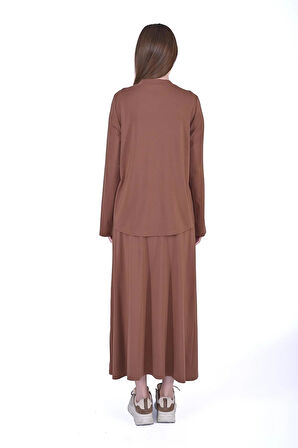 invee etekli cep detayli takim kahve  7023