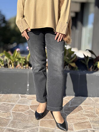 Misswhence Boru Paça Taşlanmış Kot Pantolon 38123 Lacivert