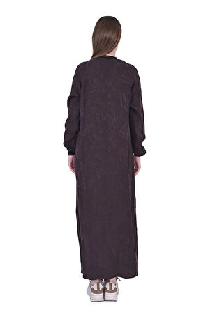 İNVEE MODAL ELBİSE FİRFİR DETAYLİ 7024 HAHVE