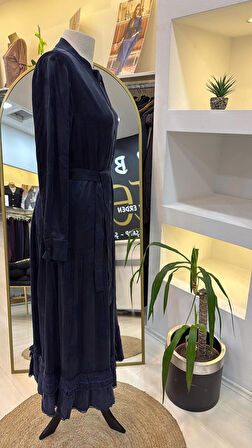 MissWhence Cupro ipek Elbise 38809 lacivert