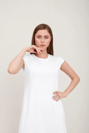 invee Penye Kolsuz Elbise BEYAZ 6139