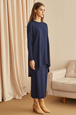 Nuss Triko Çelik Örme Lacivert Etek 013