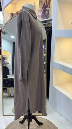PUANE Taş Detaylı Uzun Gömlek Tunik- 10797 KAHVE