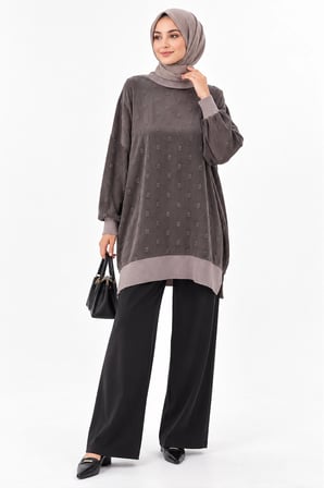 NUSS 3043 İpek Kupra Vegan Tunik Vizon