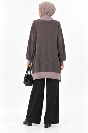 NUSS 3043 İpek Kupra Vegan Tunik Vizon