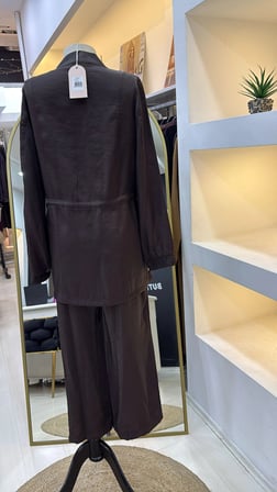 Nuss 1032 Çiçeklei Boncuk İşlemeli Pantolonlu Takım - BİTTER