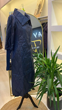 İNVEE KOLLARİ TRİKO ŞİŞME MONT LAÇİVERT 6378