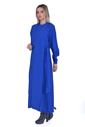 İNVEE MODAL ELBİSE KEMERLİ SAKS 6958