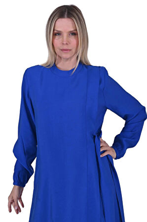 İNVEE MODAL ELBİSE KEMERLİ SAKS 6958