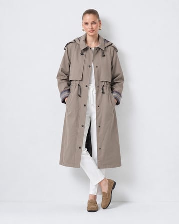 Nuss 6067 Kol Ekose Detay Trenç vizon