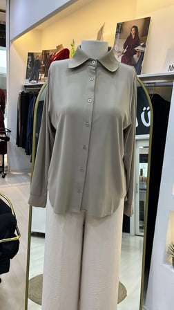invee Modal Penye Kısa Gömlek 7253 TAŞ