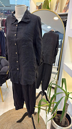 PURO LİNO %100 KETEN TAKİM SİYAH