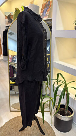 PURO LİNO %100 KETEN TAKİM SİYAH