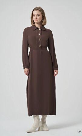 Nuss kemer Detayli Elbise - Kahve 2007