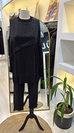 Nuss siyah 3003 İpek Tunik