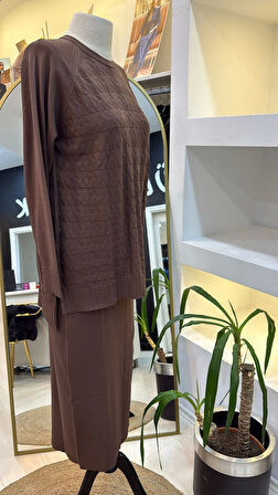 Nuss 1350 Kazayağı Merserize Etekli Takım kahve