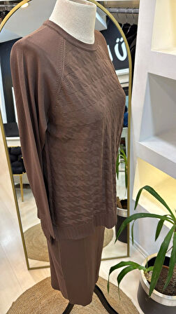 Nuss 1350 Kazayağı Merserize Etekli Takım kahve