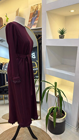 Misswhence Güpür Detaylı Elbise 38823 BORDO