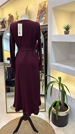 Misswhence Güpür Detaylı Elbise 38823 BORDO