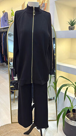 Nuss  Şerit desenli spor takim 1039 siyah