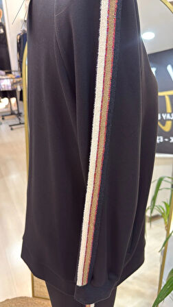 Nuss  Şerit desenli spor takim 1039 siyah