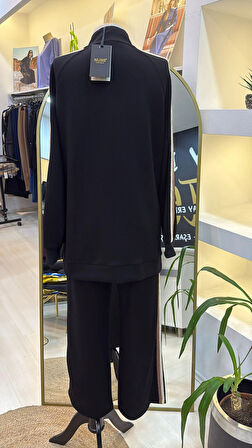 Nuss  Şerit desenli spor takim 1039 siyah