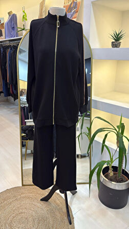 Nuss  Şerit desenli spor takim 1039 siyah