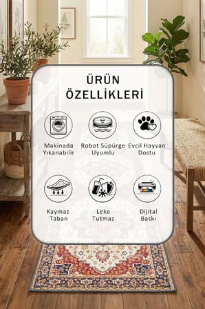 P-4 Yıkanabilir Kaymaz Taban Dijital Baskılı Yolluk Halı