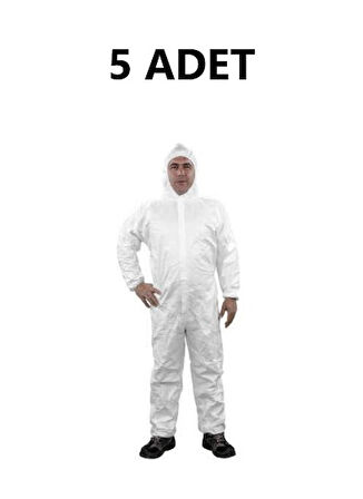 Tek Kullanımlık Koruyucu Tulum 5 Adet APEX 342 Tip 5/6 45 GR Lamineli Beden Large