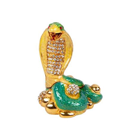Yeşil Kral Kobra Swarovski Taşlı Mücevher Kutusu