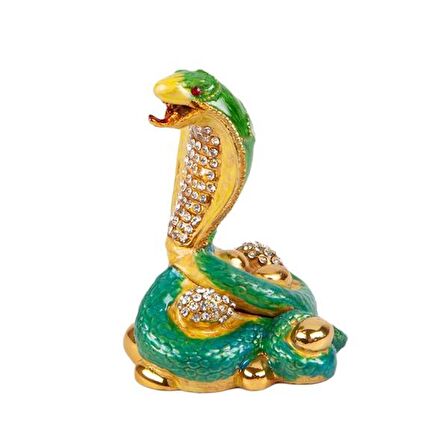 Yeşil Kral Kobra Swarovski Taşlı Mücevher Kutusu