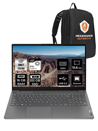 LENOVO V15 i7-1165G7 16GB 512GB SSD 15.6" FHD FDOS Taşınabilir Bilgisayar 82KB00CDTX & PER4 ÇANTA