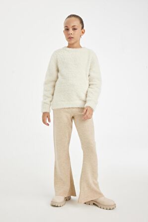 DeFacto Kız Çocuk Flare Fit İspanyol Paça Basic Düz Triko Pantolon A6029A824WNBG588