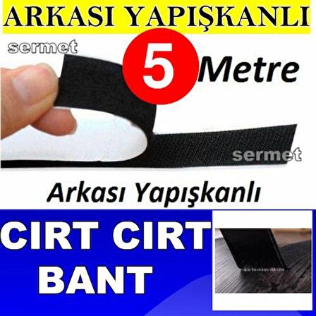 5 Metre Arkası Yapışkanlı Cırt Cırt Siyah Cırt Bant -En: 2Cm 5M