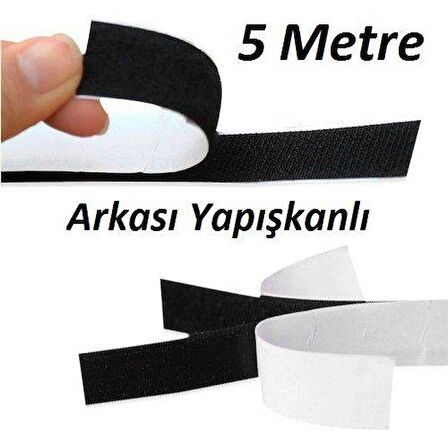 5 Metre Arkası Yapışkanlı Cırt Cırt Siyah Cırt Bant -En: 2Cm 5M