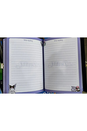 Kuromi sert kapak kilitli günlük çok amaçlı defter ( 22cm * 15 cm )