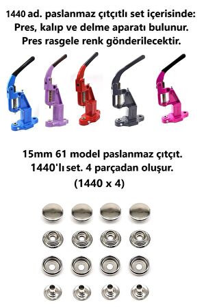 Çıtçıt makinesi, 1440 adet 15mm Paslanmaz Mont Çıtçıt, Kalıplarıyla Beraber.