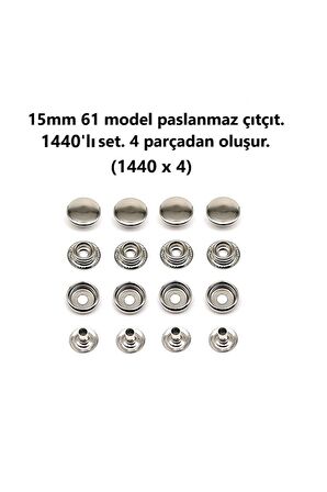Çıtçıt makinesi, 1440 adet 15mm Paslanmaz Mont Çıtçıt, Kalıplarıyla Beraber.