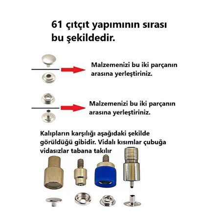 Tuhafiyecimiz 15mm Paslanmaz Çıtçıt Yapım Seti - Aparatlar, Biz ve 50 adet Paslanmaz Mont Çıtçıt