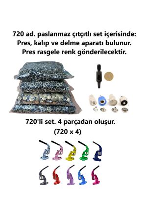 Çıtçıt makinesi, (Antik) 720 adet 15mm Paslanmaz Alfa Çıtçıt, Kalıplarıyla Beraber.