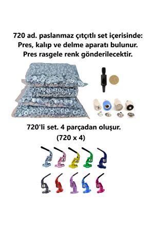 Çıtçıt makinesi, (Nikel) 720 adet 15mm Paslanmaz Alfa Çıtçıt, Kalıplarıyla Beraber.