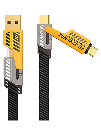 4-in-1 Usb-A Type-C To Lightning + Type-C 65w Hızlı Şarj Ve Data Kablosu (1,20mt)