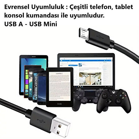 SL-227/V8 USB Data Kablosu, Şarj Kablosu - Tip A'dan Micro USB 1mt