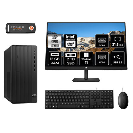 HP PRO TOWER 290 G9 MA5EAD109 i5 12500 12GB RAM 2TB SSD 21.5" W11P MASAÜSTÜ PC