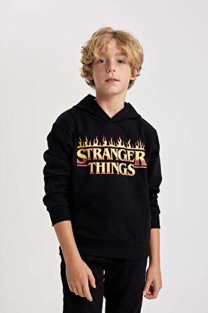 DeFacto Erkek Çocuk Stranger Things Kapüşonlu Sweatshirt B2458A823WNBK81